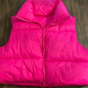 Cropped puffer vest Hot Pink
